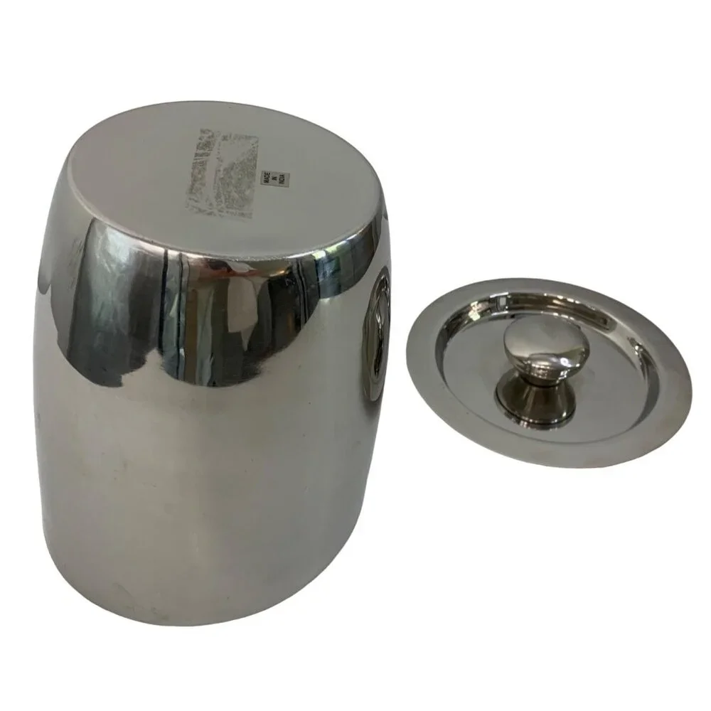 VTG Stainless Steel Ice Bucket Mid Century 8 Inches Tall Insulated Tilted 7577